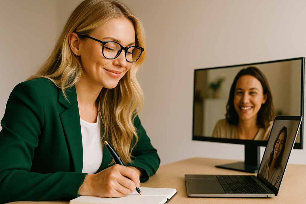 Wirtualna asystentka notująca to co mówi do niej klient.