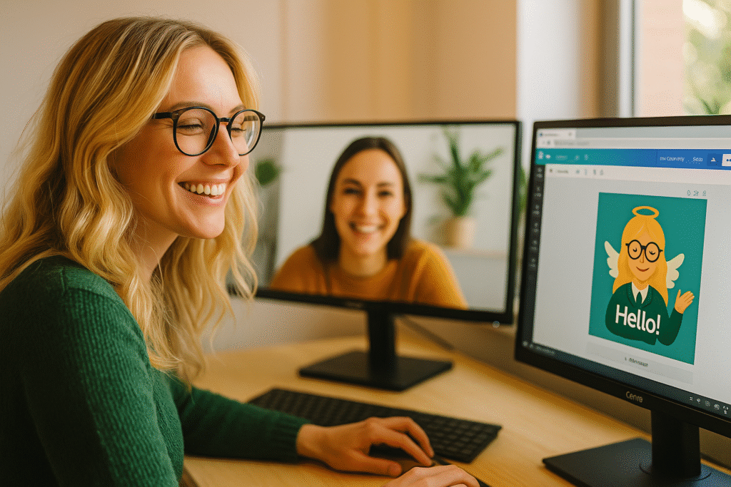 Wirtualna asystentka tworząca grafikę z klientem.